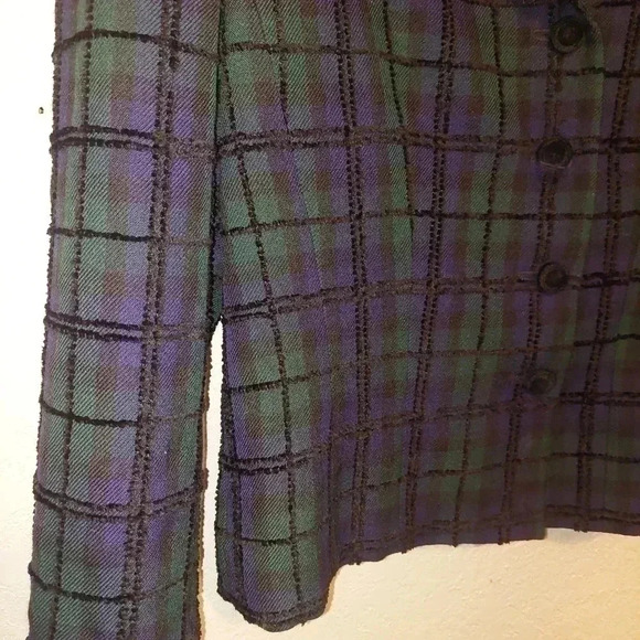 Pendleton Blue Green Plaid Wool Blend Blazer 12 - Picture 4 of 6